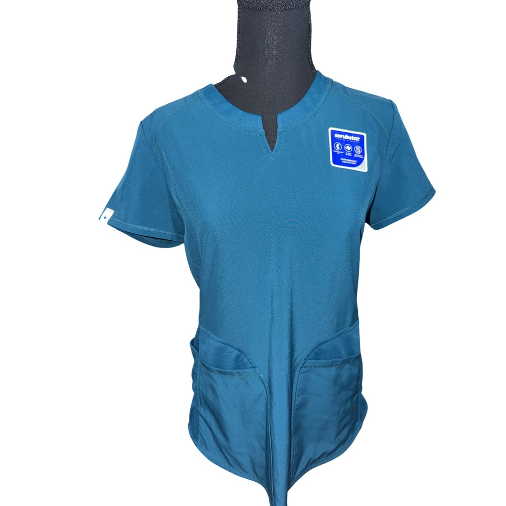 Scrubstar Performance Notch Neck Scrub Top Deep Slate XS WM047922A Antimicrobial